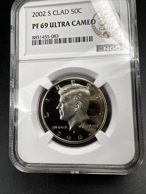 2002 S 50c Kennedy Proof 50c Copper Nickel Half Dollar NGC 33 Club PF69 UCAM #83