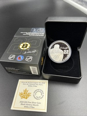 2020 Willie O'Ree Bruins Canada $20 1 Oz Silver Proof Coin NHL Hockey w/ Box COA