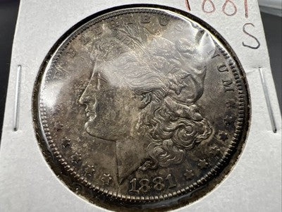 1881 S $1 Morgan Silver Dollar Coin CH BU Neat Toning Dark Toner