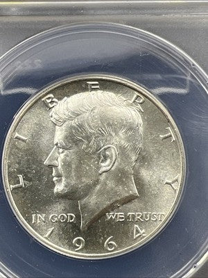 1964 P 50c Kennedy Silver Half Dollar Coin ANACS MS65 Gem BU #58