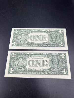Lot Of 2 1988 A $1 FRN Same Block Federal Reserve Notes CH UNC #480