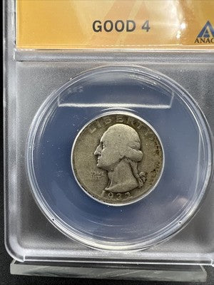 1932 D 25c Washington Silver Quarter Coin ANACS G4 Good Certified