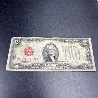 1928 D $2 USN United States Note Red Seal VG Very Good Circ #885