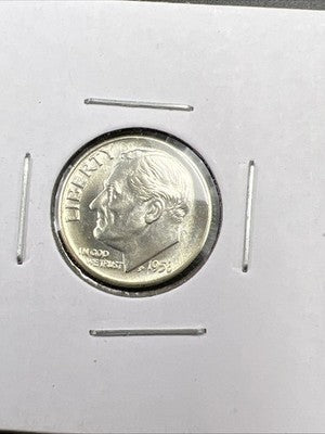 2 Coin Roosevelt Collector's Lot 1955 S 1958 D 10c Silver Dime Coins BU SK#a