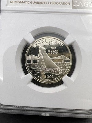 2001 S 25c Rhode Island Statehood Quarter Coin Silver Proof PF69 UCAM #070