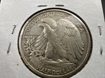 1942 50c Walking Liberty Silver Half Dollar Coin OBV Lamination VF Circ