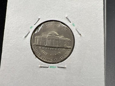 1971 D 5c Jefferson Double Clipped Error & Die Crack AU Circ