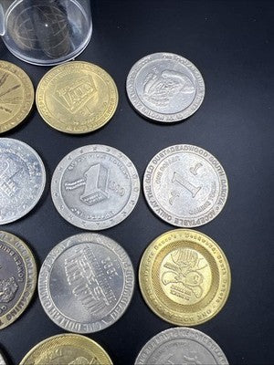 Lot of 20 $1 Casino Dollar Gaming Tokens Metal Circulated Conditions SKU#7539