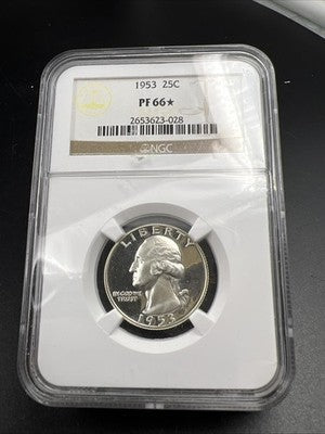 1953 P 25c Washington Silver Proof Quarter Coin PF66 * Star NGC Cameo Obverse