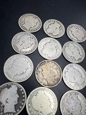20 Coin Roll Barber 90% Silver Half Dollar Coins AG - G Very Circ Conditions S#a