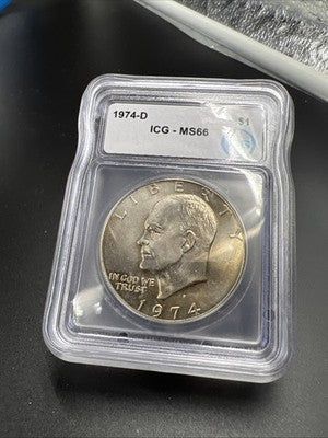 1974 D $1 Ike Eisenhower Clad Copper Nickel Dollar Coin ICG MS66 #705