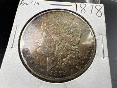1878 P Reverse 1879 $1 Morgan Silver Dollar Coin VF Very Fine Neat Toning OBV