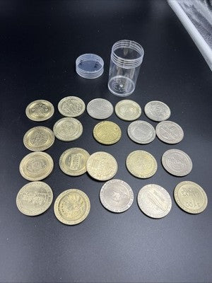 Lot of 20 $1 Casino Dollar Gaming Tokens Metal Circulated Conditions SKU#7523