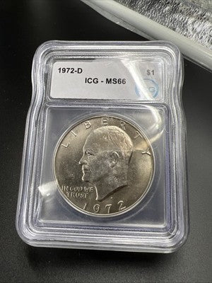 1972 D $1 Ike Eisenhower Clad Copper Nickel Dollar Coin ICG MS66 #607