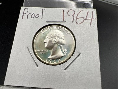 1964 25c Proof Washington Silver Quarter Coin Gem Proof Neat Toning - Blazer!