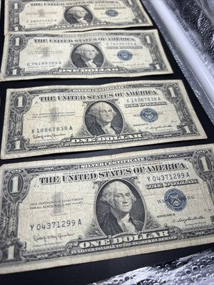 Lot of 10 1957 $1 One Dollar Silver Certificate Blue Seal Notes G / VG #937