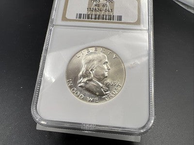 1963 P 50c Franklin 90% Silver Half Dollar Coin NGC MS65 Gem Bu Certified #43