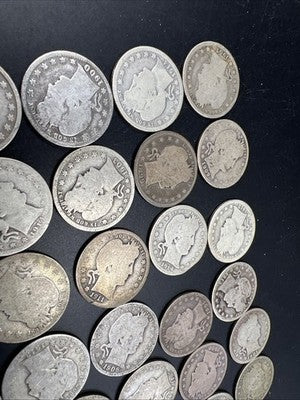 Barber Quarters 90% Silver Coin Quarter Roll $10 Face Value 40 Coins AG/G SKU#1j