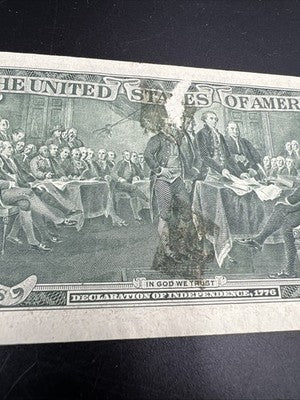 1976 $2 FRN Two Dollar Bicentennial Note Washington DC 20013 FDOI Stamped