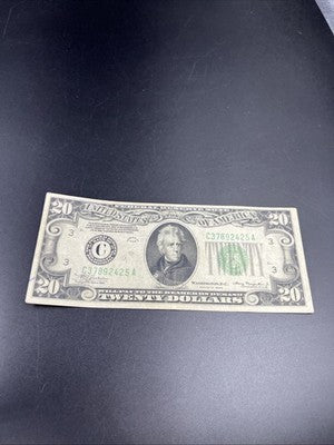 1934 $20 FRN Mule Federal Reserve Note Fine Circ Philadelphia District #25