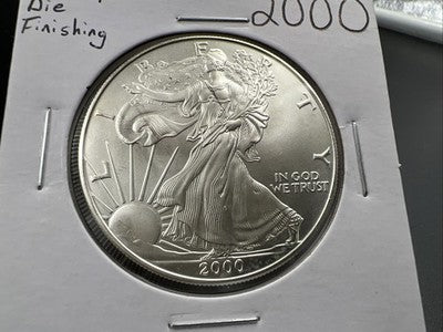 2000 1 Oz ASE American Silver Eagle Coin Incomplete Die Finishing Error UNC
