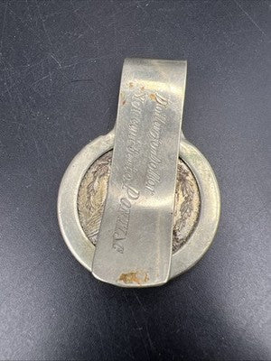 Vintage Pontiac Money Clip 1921 $1 Morgan Silver Dollar Coin Used / Circ Coin