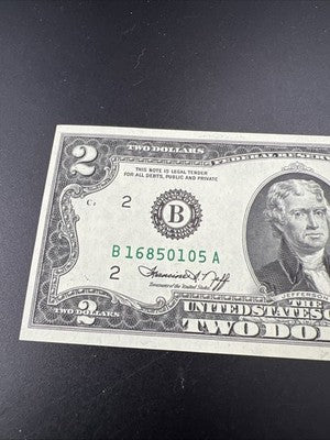 1976 $2 Two Dollar Bicentennial Bill Brookyln NY Postmarked (no Stamp) UNC #105