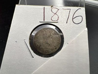 1876 10c Seated Liberty Dime Silver Coin About Good AG SKU#B