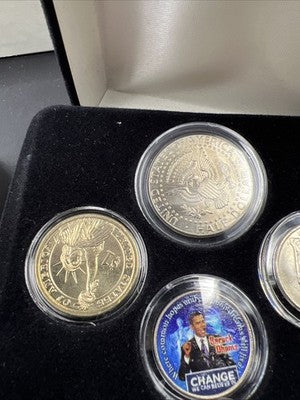 Lot of 2 sets - 8 Barack Obama Colorized US UNC Coins in Boxes SK#b