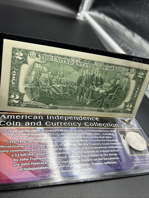 United States Bicentennial Collection BU 1976 Quarter & 2013 $2 FRN UNC
