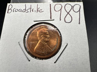1989 P 1c Lincoln Memorial Cent Centered Broadstrike Error Coin Choice BU UNC