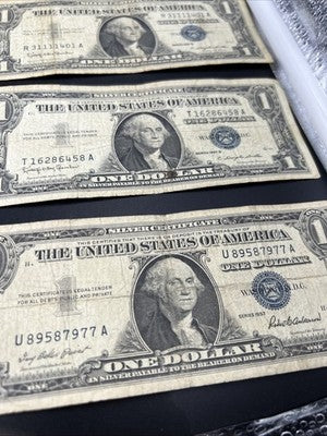 Lot of 10 1957 $1 One Dollar Silver Certificate Blue Seal Notes G / VG #373
