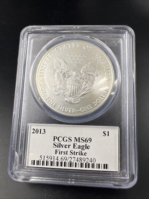 2013 1 Oz American Silver Eagle Coin PCGS MS69 Mercanti Signature Label #240