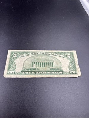 1953 A $5 USN United States Note Red Seal Bill Neat Serial # VG Circ #996