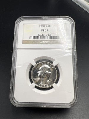 1958 25c Washington Silver Quarter Proof Coin NGC PF67 #090
