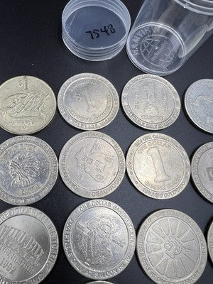 Lot of 20 $1 Casino Dollar Gaming Tokens Metal Circulated Conditions SKU#7548
