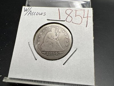 1854 Seated Liberty Silver Quarter Coin with Arrows Variety Choice VG Very Good