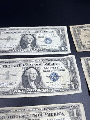 Lot of 10 1957 1935 $1 Dollar Silver Certificate Blue Seal Notes VG Circ #44