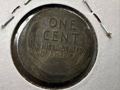 1943 1c Lincoln Steel Cent Penny Broadstruck Errror Coin VG / F Circ