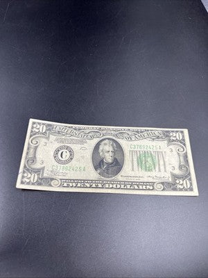 1934 $20 FRN Mule Federal Reserve Note Fine Circ Philadelphia District #25