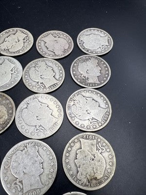 20 Coin Roll Barber 90% Silver Half Dollar Coins AG - G Very Circ Conditions S#a
