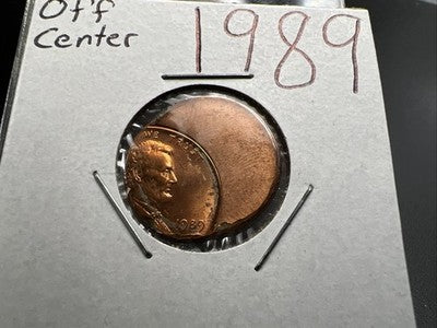 1989 1c Lincoln Memorial Cent Penny 65% Off Center BU UNC sk#3B