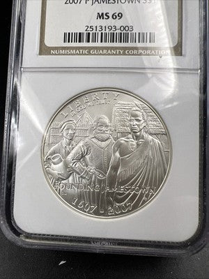 2007 P Jamestown Commemorative 90% Silver Dollar NGC MS69 #003
