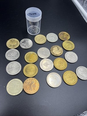 Lot of 20 $1 Casino Dollar Gaming Tokens Metal Circulated Conditions SKU#7549