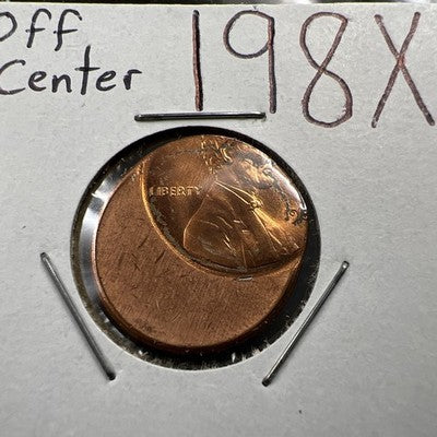 ND 198x 1c Lincoln Memorial Cent Penny 70% Off Center UNC SKU#AS