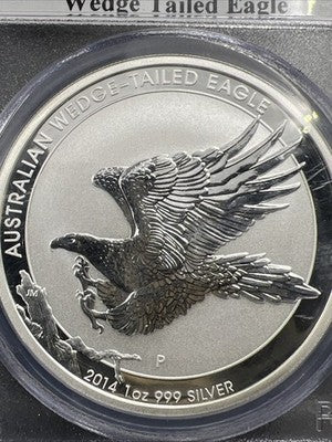 2014 P Wedge Tailed Eagle Australia 1 Oz Silver MS70 PCGS #305 Some Toning