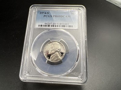1974 S 5c Jefferson Nickel Proof Coin PCGS PR69 DCAM #441