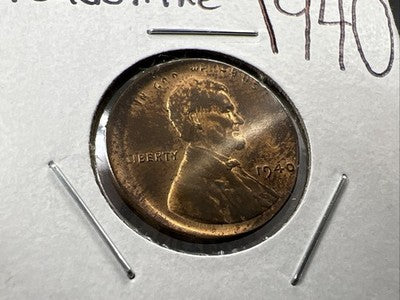 1940 P Broadstruck Error Lincoln Wheat Cent 1c CH AU About UNC