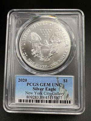 2020 ASE American Silver Eagle David Bowers Signature New York City Gallery PCGS