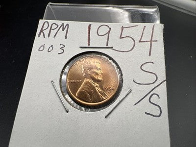 1954 S S/S RPM 003 1c Lincoln Wheat Cent Coin CH BU UNC